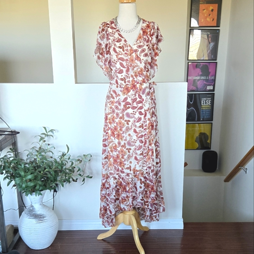 Anthropologie DREW Paisley Floral Terra Vintage Garden Ruffle Maxi Dress Large - Picture 2 of 11
